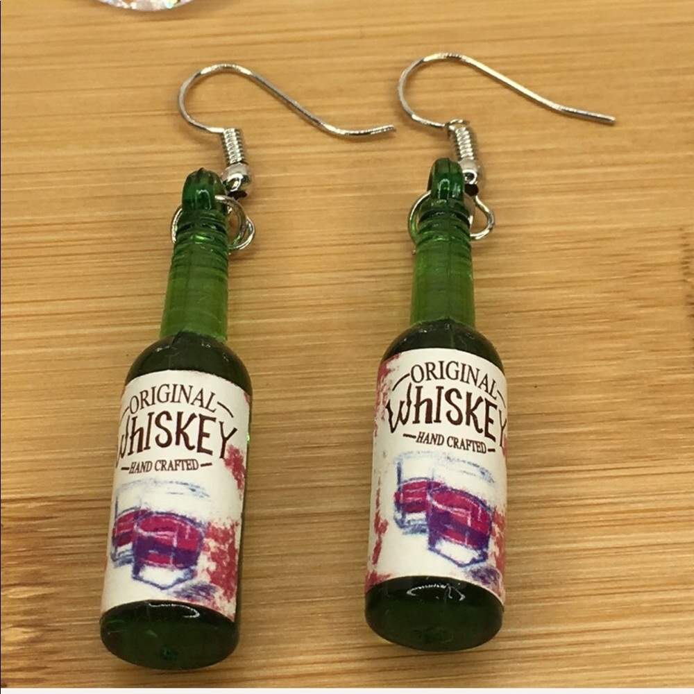 Whiskey Earrings Green Bottle - Picture 3 of 6